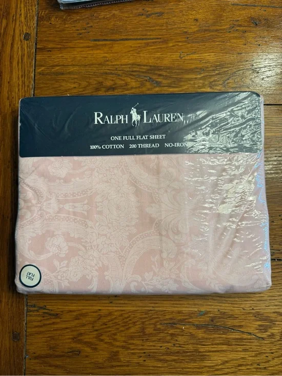 Ralph Lauren Light Pink Paisley Floral Full Flat Sheet