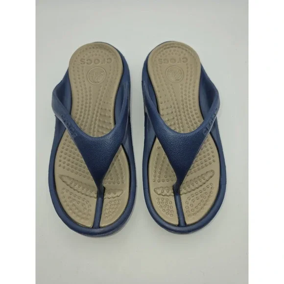 Crocs Athens Men's Flip Flops (Navy Blue / Khaki Tan) M4 W6