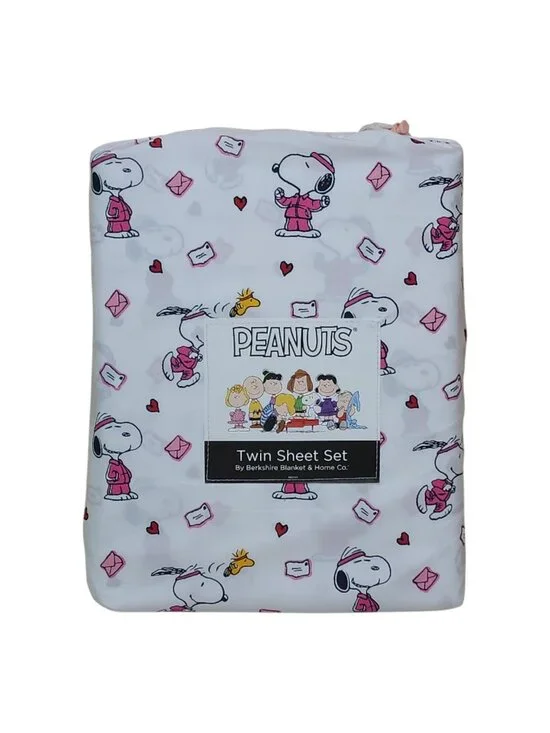 Peanuts Snoopy Twin Sheet Set By Berkshire Valentines Letters Hearts