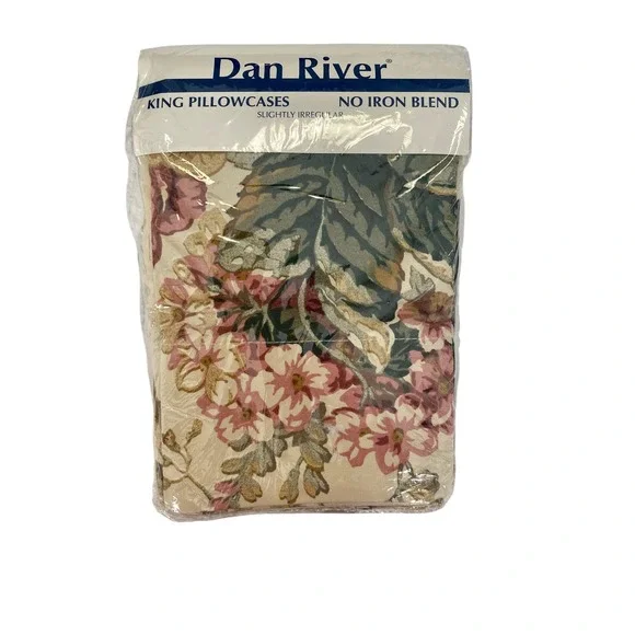 Vintage Dan River King Pillowcases Floral Cottagecore Shabby Chic No Iron New