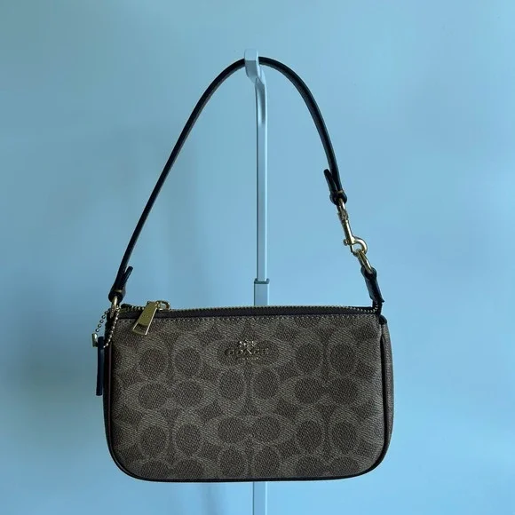 Coach Nolita 19 Brown Signature Canvas Leather Shoulder Bag Excellent