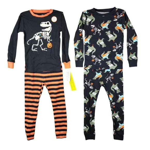 Boys Carter's 4 Piece Glow in the Dark Dinosaur T-Rex Halloween Pajama Set 4T