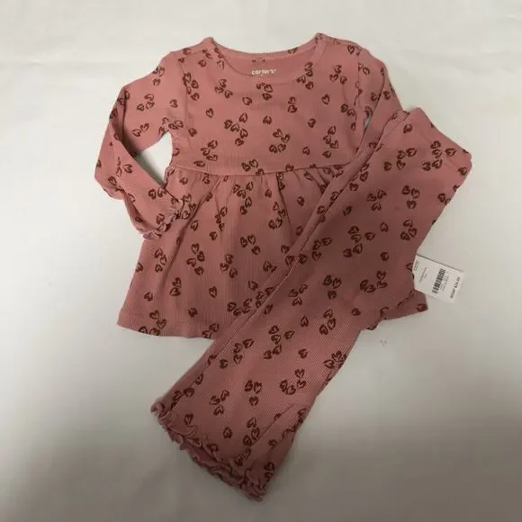 Carter's Baby Girls 2-Piece Floral Top & Flare Legging Set 12 Months Pink