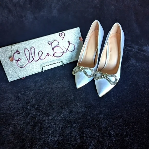 White Satin High Heels 9