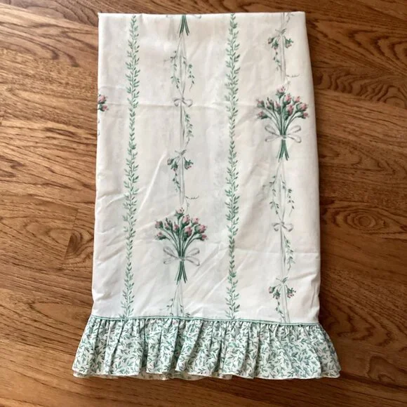 NEW! Atelier Martex Pelham Rose FULL FLAT SHEET Ruffled Trim COTTAGECORE CLASSIC