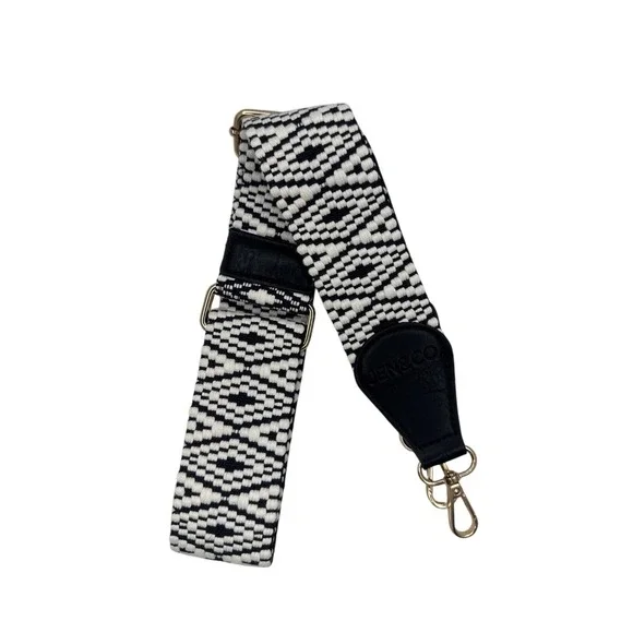 Jen & Co. Adjustable Guitar Strap or Handbag Strap NEW Black & White Chevron