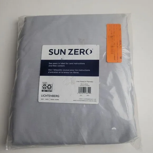 Sun Zero Dupioni Silk thermal SINGLE curtain panel 'Chrome Gray' 50x84 #BT1