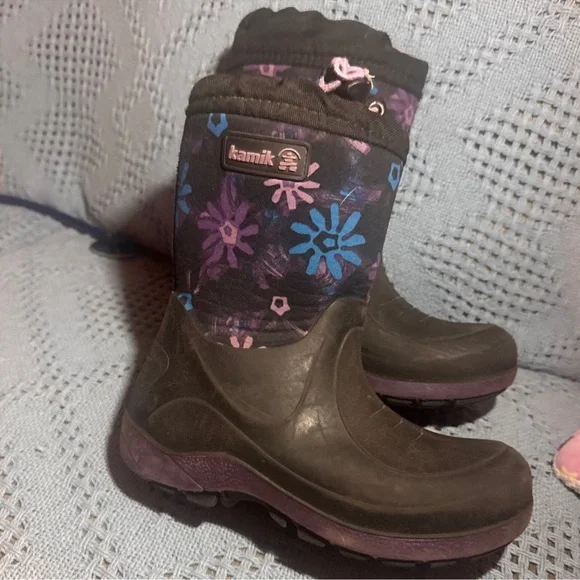 Kamik Kids' Purple and Black Rain Boots toddler size 13