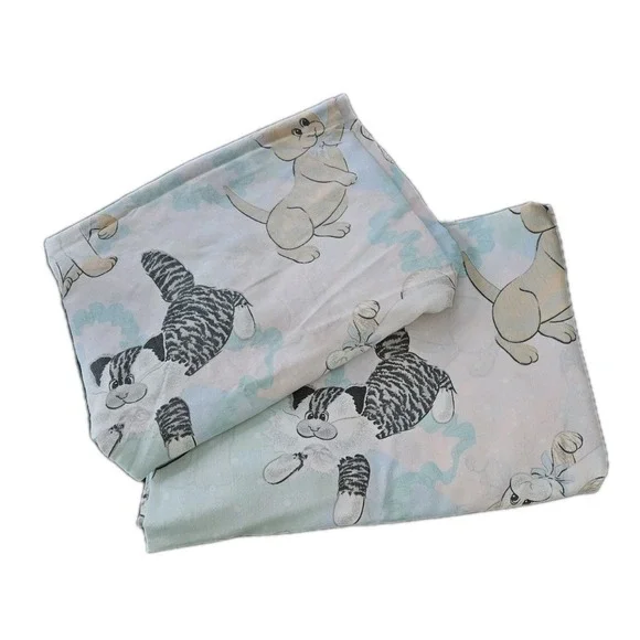 Vtg 1986 Tonka Pound Purries Kittens Bedroom‎ Twin Flat Sheet Fitted Sheet USA