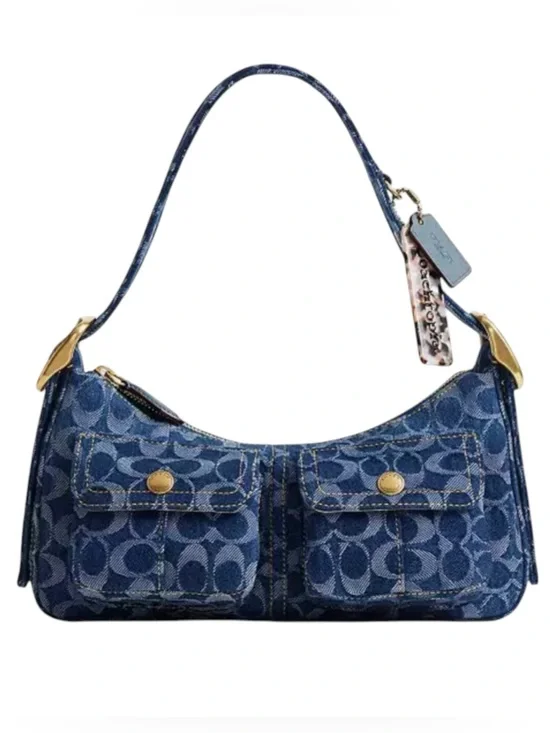 New LIMITED Coach Coachtopia Cargo Shoulder Bag in Signature Blue Denim