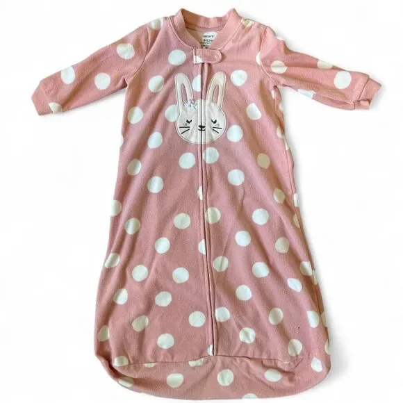 Carter’s Pink Polka Dot Bunny Fleece Sleep Sack 9–12 Months Wearable Blanket