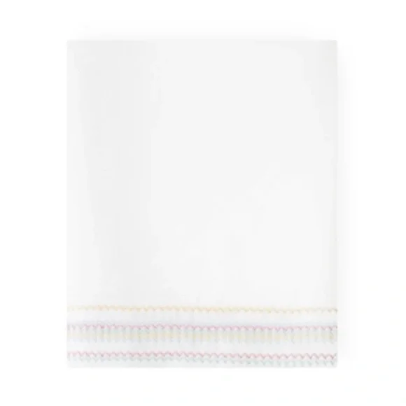 NWT Sky Chevron Multi Embroidered Flat Sheet, Full/Queen New w/Tag
