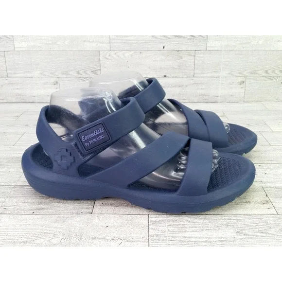 Essentials By‎ Muk Luk Navy Blue Sandals Summer Beach Shoes 9/10 Large L