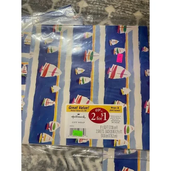 Vintage hallmark sailboat wrapping paper‎