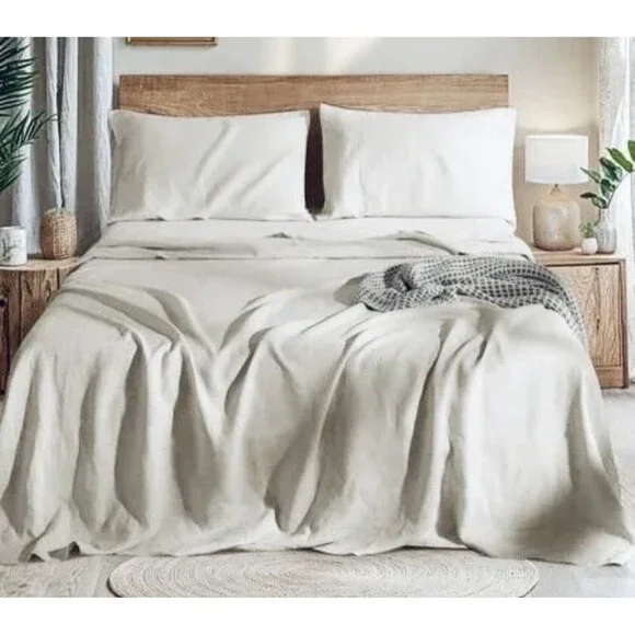Modern Antiquity King Linen Cotton Sheet Pillowcases Set Hypoallergenic Luxury