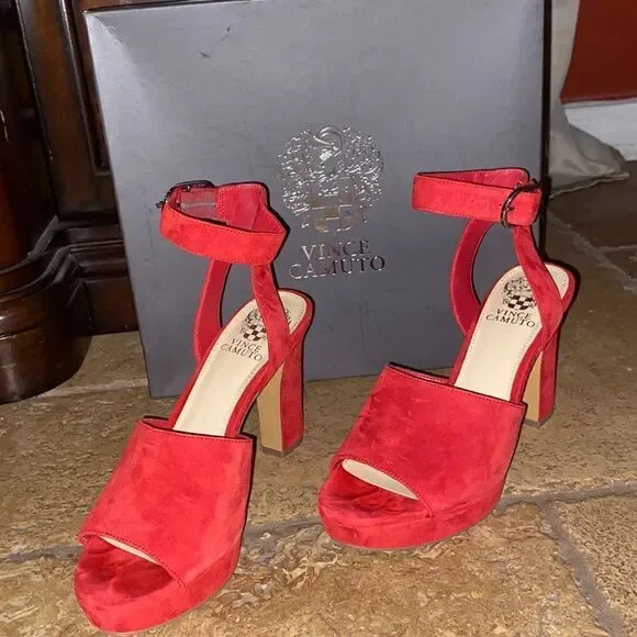 Vince Camuto Red Suede Heels