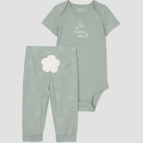 Carter's nwt Just One You Baby 2pc Hoppy Day Easter Set - Green bunny rabbit