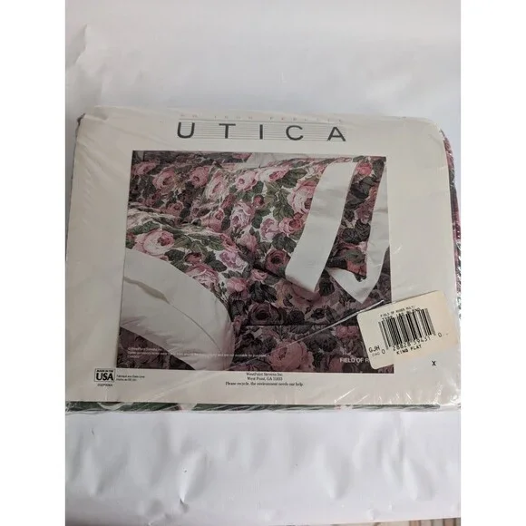 Vintage Utica Floral Field Of Roses No Iron Percale King Flat Sheet New NIP