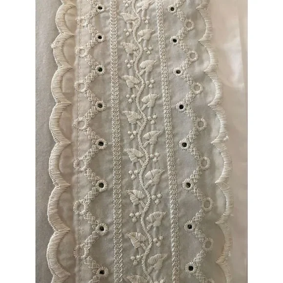 jcpenney beige Embroidered Eyelet Lace king flat sheet 100% Cotton