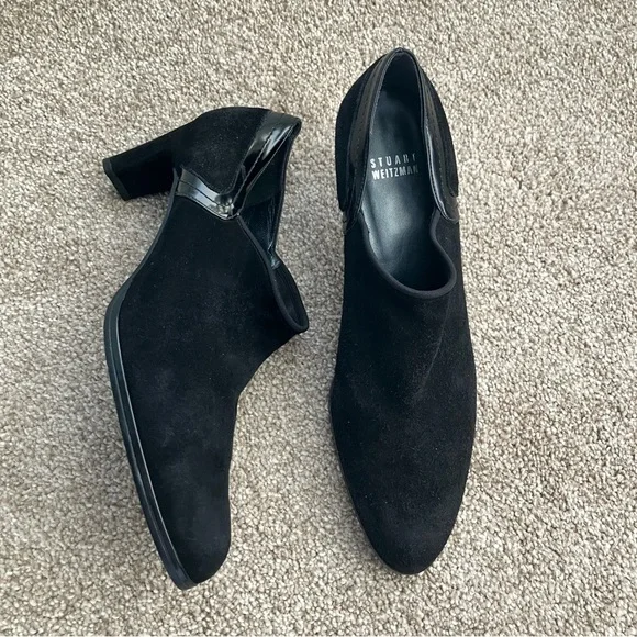Stuart Weitzman‎ Black Suede Mule Heeled Booties Size 8 1/2M