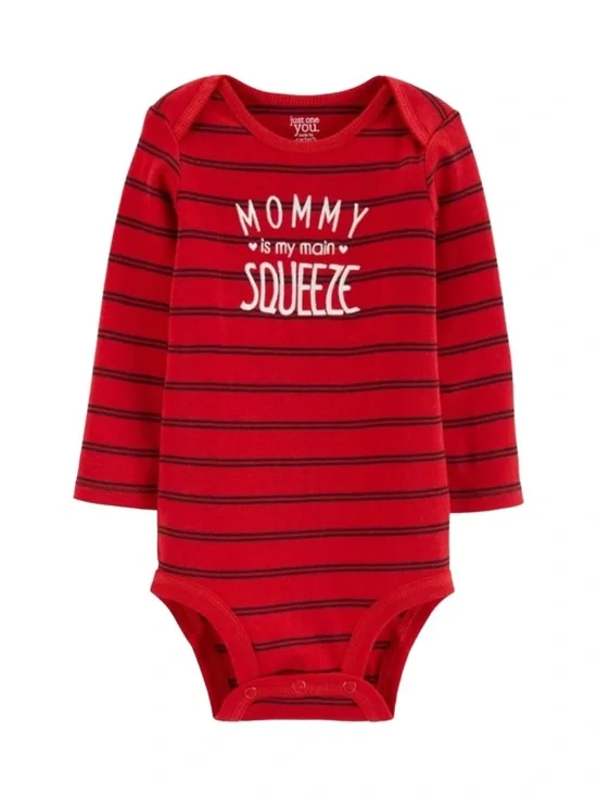 CARTER’S “MOMMY IS MY MAIN SQUEEZE” BODYSUIT - RED SIZE 12M (NEW WITH TAGS) A12