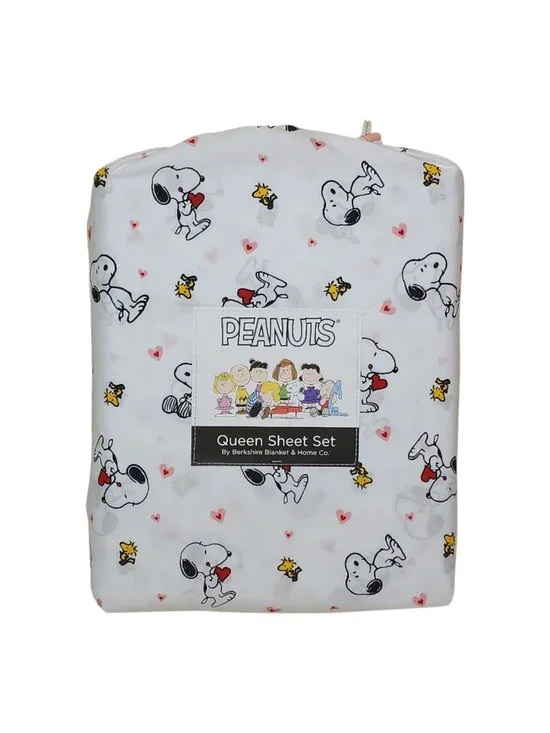 Peanuts Snoopy Woodstock Queen Sheet Set Berkshire Hearts Valentines Anniversary