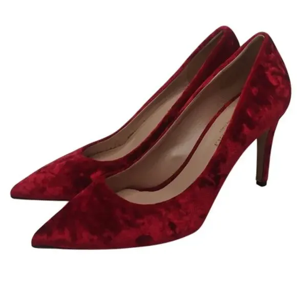 Red Velvet Pointed toe Pumps by Brunomagli sz 7