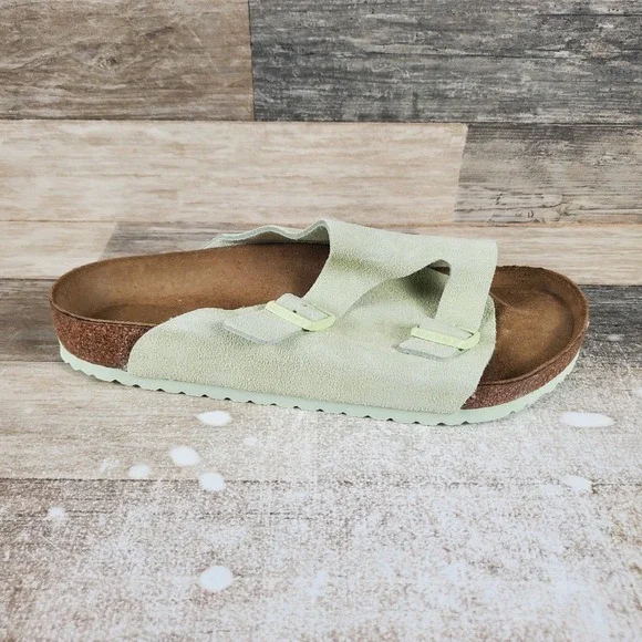 Birkenstock Zurich Mens Slide Sandal Sz 12 Comfort Faded Lime Suede buckle Strap