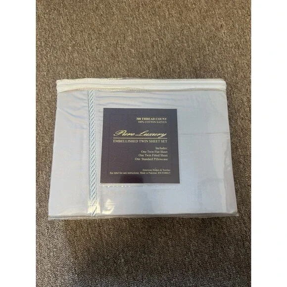 Pure Luxury Embellished Twin Sheet Set NIB Grey Twin Size Bed Sheets
