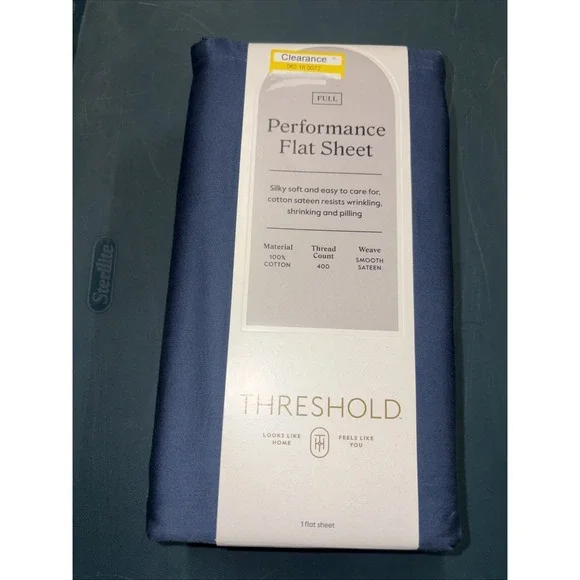 Full 400 Thread Count‎ Performance Flat Sheet Metallic Blue - Threshold: Cotton