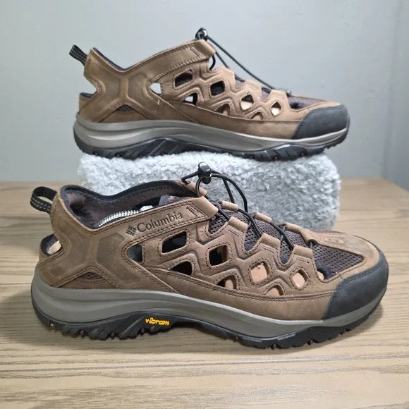 Columbia Terrebonne‎ Sandals Mens 12 Hiking Slip On BM4520-231 Leather Brown NEW