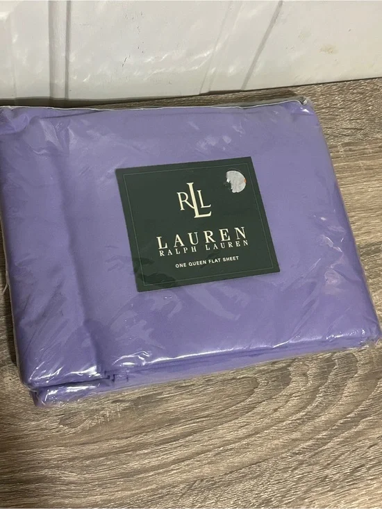 Vtg Lauren Ralph Lauren QUEEN FLAT Sheet 100% Cotton Purple 250 TC NEW