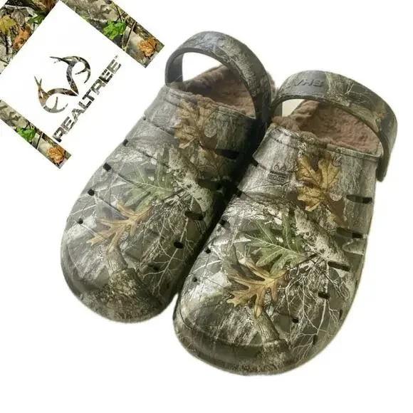 REAL TREE CLOGS SHERPA LINE SHOES CAMOUFLAGE‎ SZ 8 RUGGED SHARK HUNTING ARMY OAK