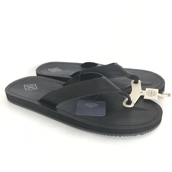 St. John’s Bay Flip-Flop Sandals Black NEW Size XL 13-14 NWT Faux Leather