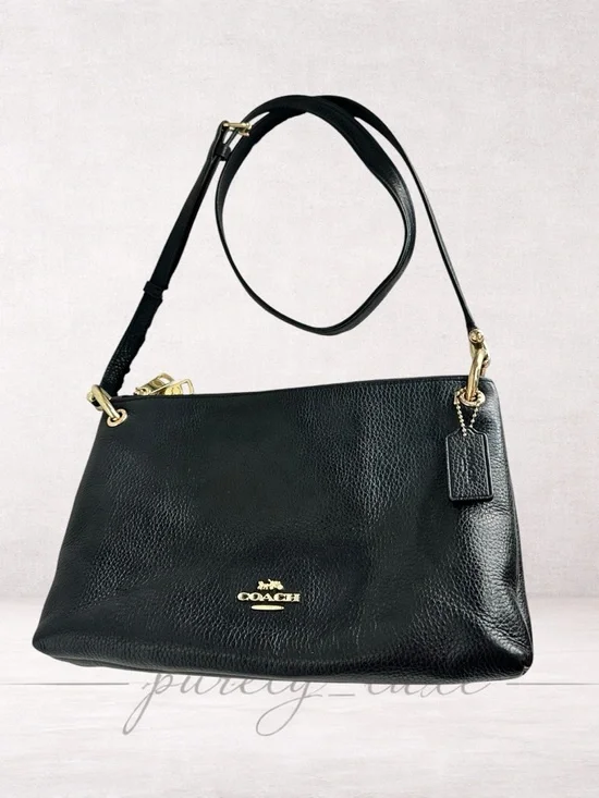 Coach Mia Black Leather crossbody Bag with Gold Hardware
