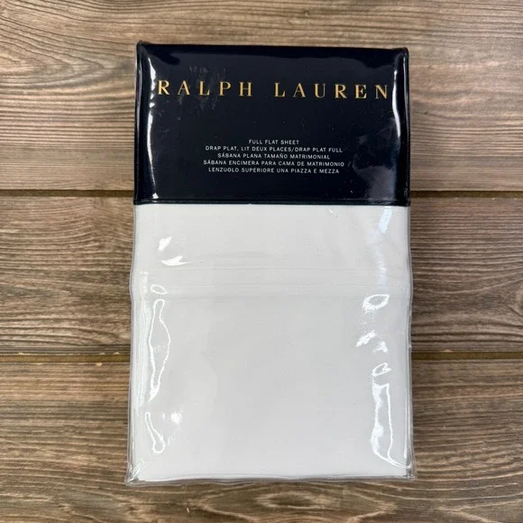 Ralph Lauren Full Size Flat Sheet Tux White RL 464 Solid Percale Cotton NEW