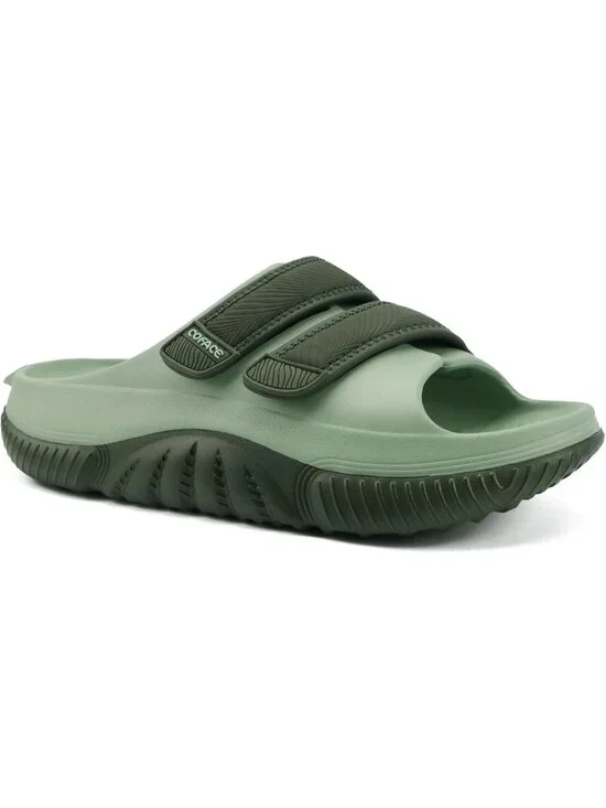 Men's Dark Green Recovery Sandals Orthopaedic Walking Slides Adjustable Thick
