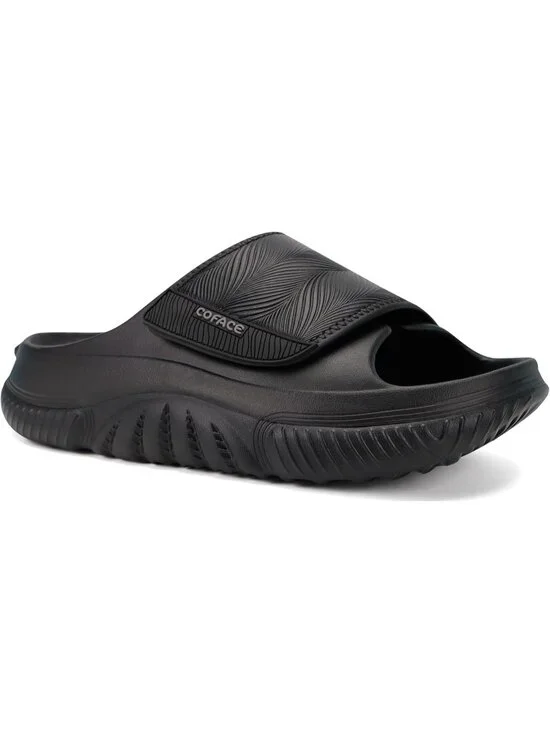 Men's All Black Recovery Sandals Orthopaedic Plantar Fascistic Walking Casual