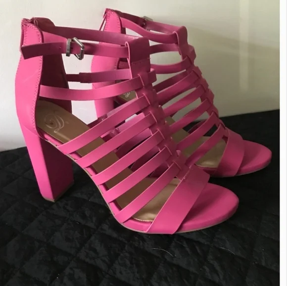 Pink Strappy Heeled Sandals