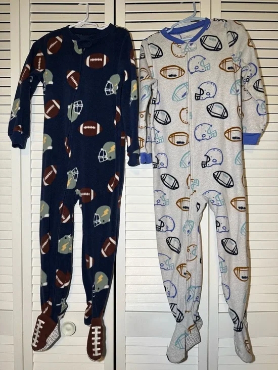 2 Carter’s Football Footed One-Piece Fleece Carter’s Pajamas