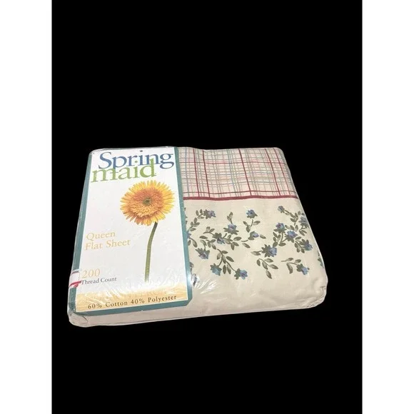 Springmaid Queen Flat Sheet Petra 200 Thread Count No-Iron Percale NOS USA Made‎