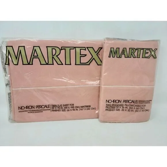 VTG NOS MARTEX TWIN FLAT SHEET PILLOWCASE NO IRON