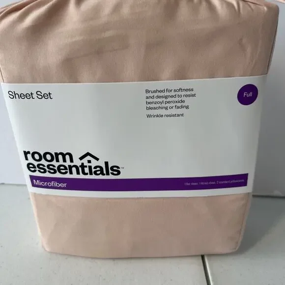 Room Essentials Microfiber Sheet Set Twin Peach Blush 4 Piece New