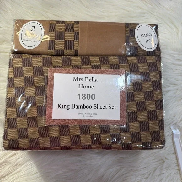 Bamboo King‎ Designer Sheet Set Brown Tan Brand New Beautiful