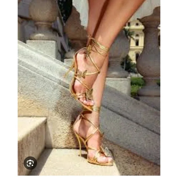 Olivia James‎ Lime Green Snakeskin Clear Strap Pointed Toe Stiletto Heels Size 9