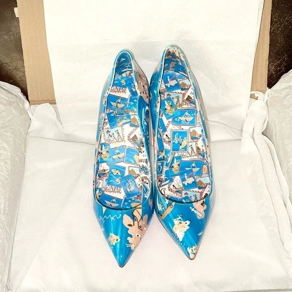 Christian Louboutin Hot Chick pumps 100mm patent blue Greek Odyssey EU40