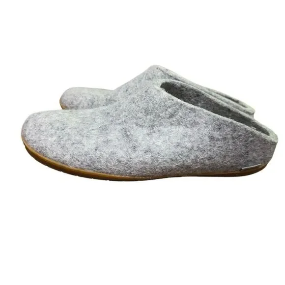 Glerups Gray Slip On Wool Slipper With Leather Bottom EU Size 43 Used