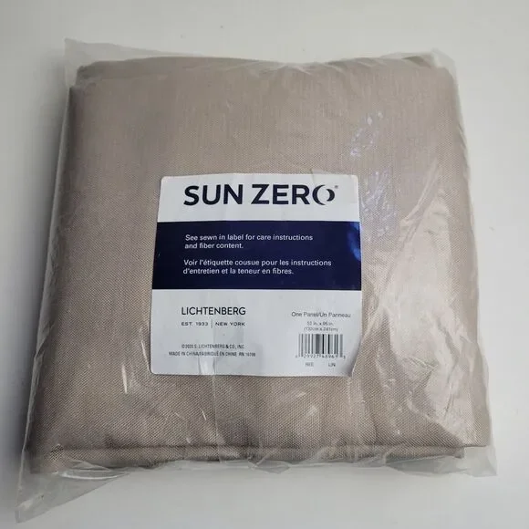 NEW No. Sun Zero Grommet Single Curtain Panel Color Linen 52 x 95 #BT1