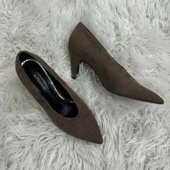 Olivia Miller Brown suede kitten heel pumps Sz 7 cool girls only