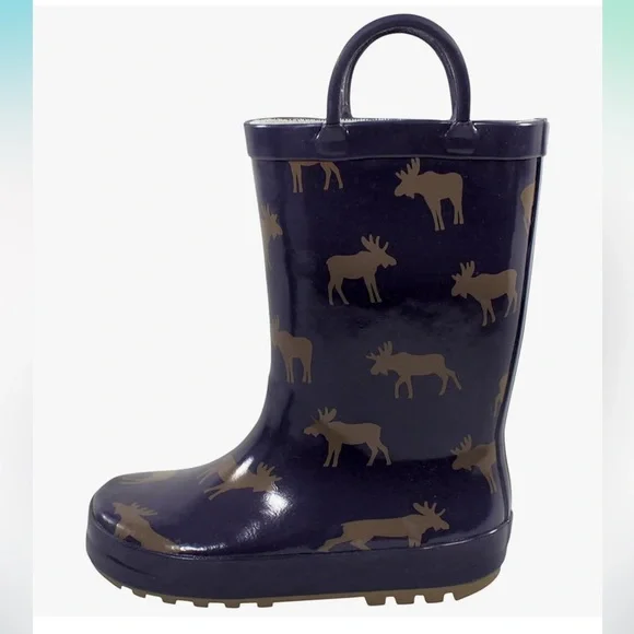 Hudson Baby Navy and Tan Kids Rain Boots‎
